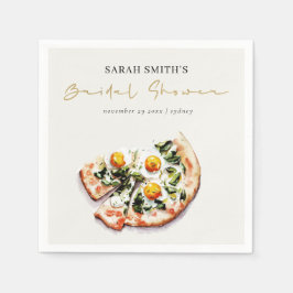 Schattige Elegante Ei Basilicum Pizza Bruidsmeeste Servet