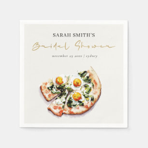 Schattige Elegante Ei Basilicum Pizza Bruidsmeeste Servet