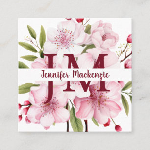 Schattige Elegante Kersenbloesem Bloemmotief Vierkante Visitekaartje