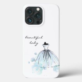 schattige elegante , meisje blauwe , moderne bloem Case-Mate iPhone case