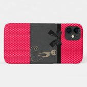 Schattige Elegante Rode Stippen Zwarte Strik Kat Case-Mate iPhone Case (Achterkant (horizontaal))