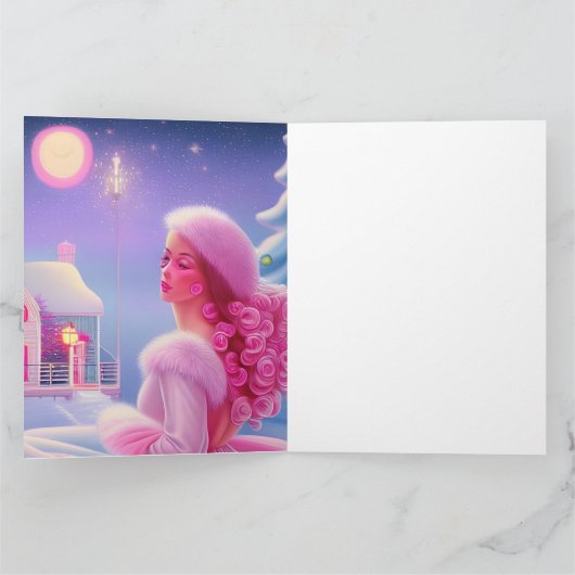 Schattige Elegante Roze Meisjesachtige Vrolijke Ke Kaart (Binnen)