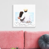 Schattige Elegante Witte Mr en Mrs Foto Bruiloft Canvas Afdruk (Insitu (Woonkamer))