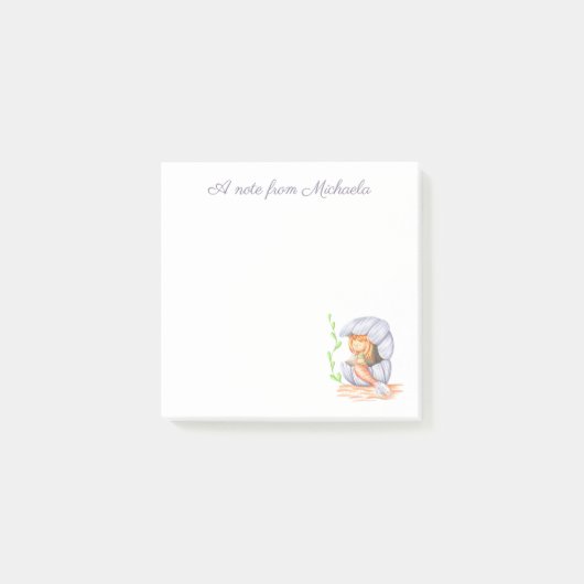 Schattige elegante zeemeermin in schelp post-it® notes (Voorkant)