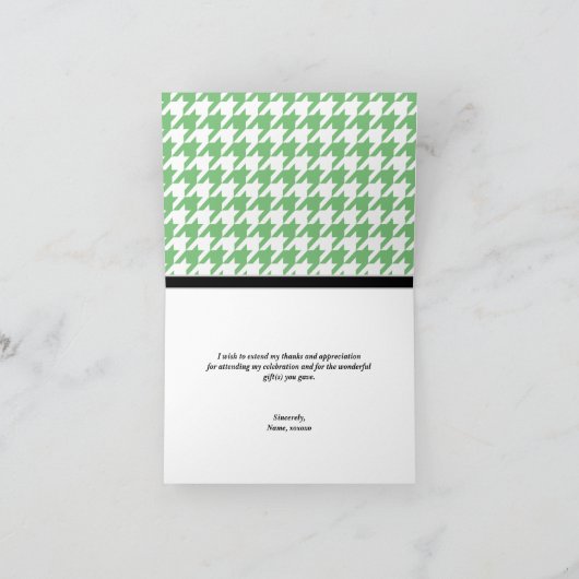 Schattige Elephant aangepaste Green Houndstooth-ka Bedankkaart (Binnen)