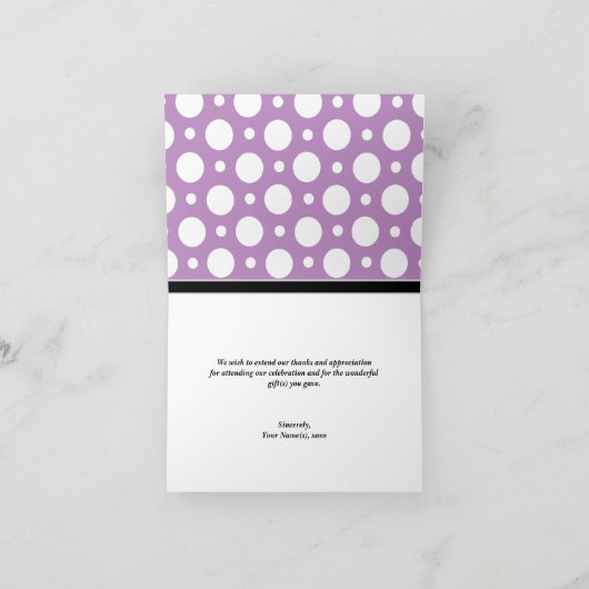 Schattige Elephant aangepaste Paarse Polka Dot Kaa Bedankkaart (Binnen)