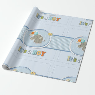 Schattige Elephant Baby Boy aangekondigd Cadeaupapier