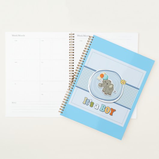 Schattige Elephant Baby Boy aangekondigd Planner (Display)