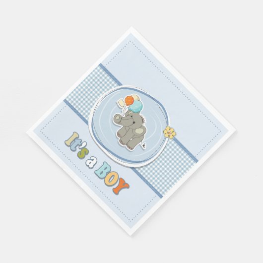Schattige Elephant Baby Boy aangekondigd Servet (Hoek)