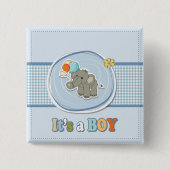 Schattige Elephant Baby Boy aangekondigd Vierkante Button 5,1 Cm (Voorkant)