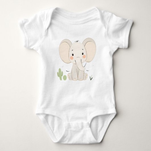 Schattige Elephant Baby Jersey Bodysuit (Voorkant)