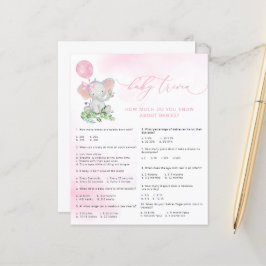 Schattige Elephant Baby shower Baby Trivia Game