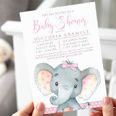 Schattige Elephant Baby Shower Invitations meisjes Kaart