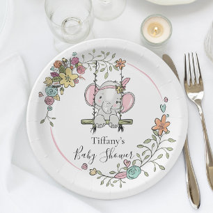 Schattige Elephant Baby shower Party Decor met Blo Papieren Bordje