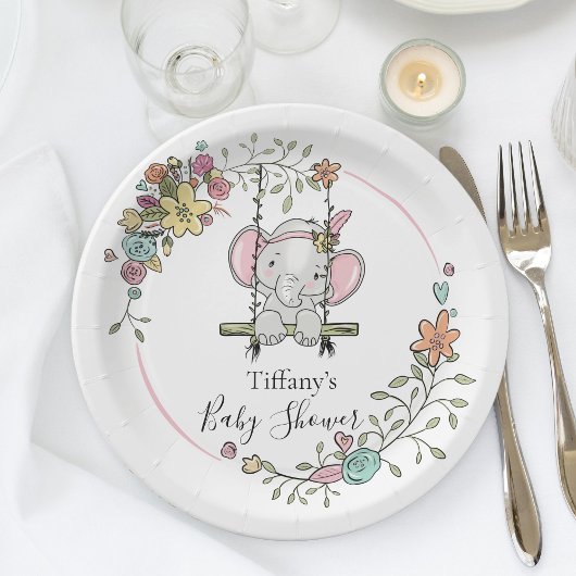 Schattige Elephant Baby shower Party Decor met Blo Papieren Bordje