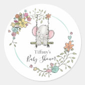 Schattige Elephant Baby shower Party Decor met Blo Ronde Sticker (Voorkant)