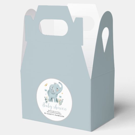 Schattige Elephant Blue Baby Boy Shower Bedankdoosjes (Geopend)