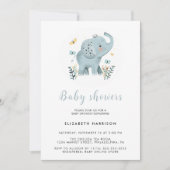 Schattige Elephant Blue Baby Boy Shower Kaart (Voorkant)