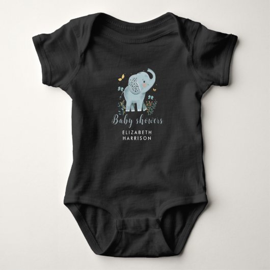 Schattige Elephant Blue Baby Boy Shower Romper (Voorkant)