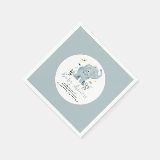 Schattige Elephant Blue Baby Boy Shower Servet (Hoek)