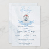 Schattige Elephant Blue is een Boy Baby shower Kaart (Voorkant / Achterkant)