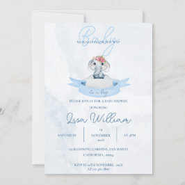 Schattige Elephant Blue is een Boy Baby shower Kaart