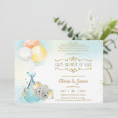 Schattige Elephant Boy Virtual Baby shower per pos Kaart (Staand voorkant)