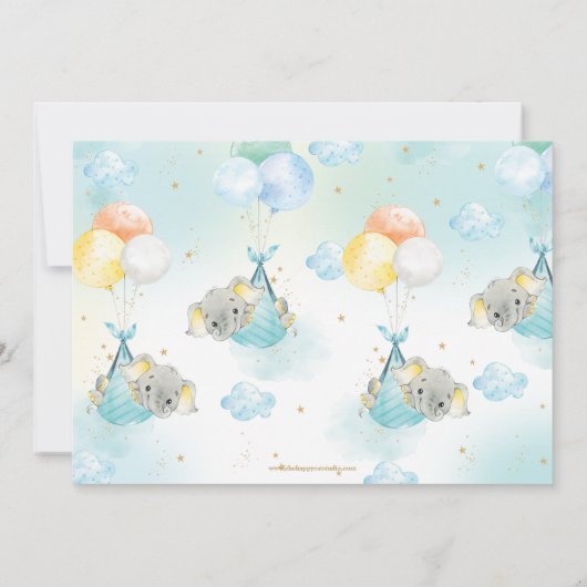 Schattige Elephant Boy Virtual Baby shower per pos Kaart (Achterkant)