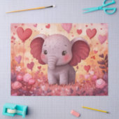 Schattige Elephant Calf Hearts & Flowers Decoupage Tissuepapier (Craft)