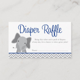 Schattige Elephant Chevron Navy Diaper Raffle Tick Informatiekaartje