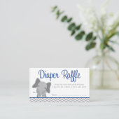 Schattige Elephant Chevron Navy Diaper Raffle Tick Informatiekaartje (Staand voorkant)