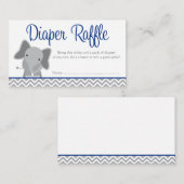 Schattige Elephant Chevron Navy Diaper Raffle Tick Informatiekaartje (Voorkant / Achterkant)