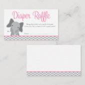 Schattige Elephant Chevron Roze Luier Raffle Ticke Informatiekaartje (Voorkant / Achterkant)