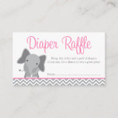 Schattige Elephant Chevron Roze Luier Raffle Ticke Informatiekaartje (Voorkant)