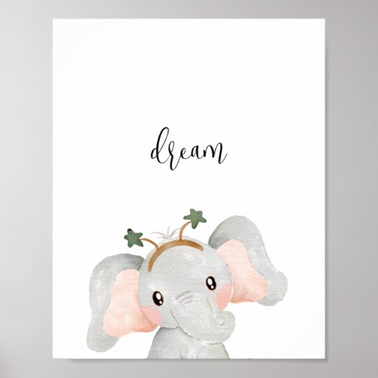 Schattige Elephant Dream Nursery Poster (Voorkant)
