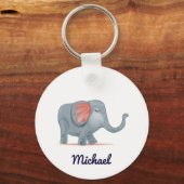 Schattige Elephant-gepersonaliseerde aangepaste aa Sleutelhanger (Voorkant)