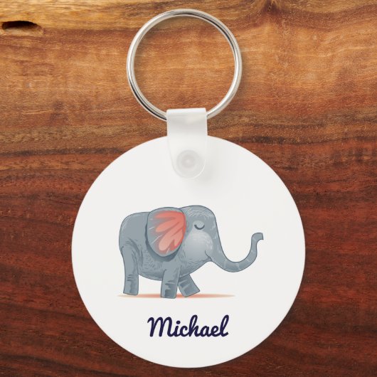 Schattige Elephant-gepersonaliseerde aangepaste aa Sleutelhanger (Voorkant)