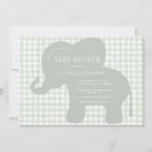 Schattige Elephant Green Gingham-Baby shower Kaart (Voorkant)