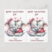 Schattige Elephant Kind Valentijn Party Classroom Briefkaart (Voorkant)