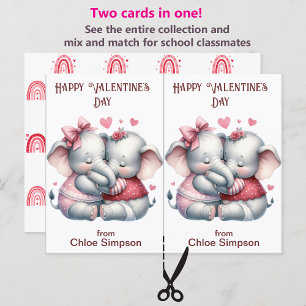 Schattige Elephant Kind Valentijn Party Classroom  Briefkaart