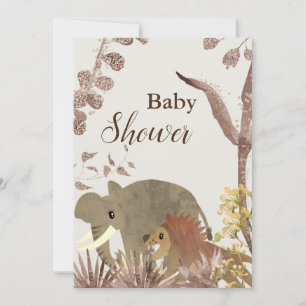 Schattige Elephant, Lion & Floral Art Baby shower Kaart