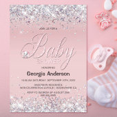Schattige Elephant Pink Glitter Baby shower Kaart