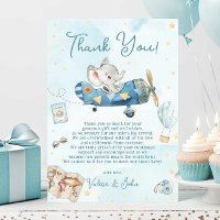 Schattige Elephant Plane Adventure Baby shower Ver