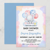 Schattige Elephant Star Balloon baby shower Party  Kaart (Voorkant / Achterkant)