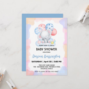 Schattige Elephant Star Balloon baby shower Party  Kaart