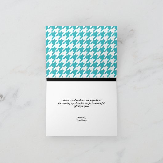 Schattige Elephant Turquoise Houndstooth-kaarten Bedankkaart (Binnen)