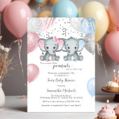 Schattige Elephant Twin Balloon Baby shower Kaart