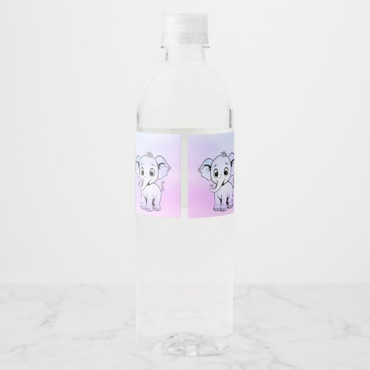 Schattige Elephant Water Bottle Label Waterfles Etiket (Achterkant)
