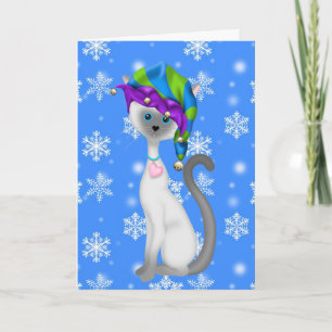 Schattige Elf Cat Christmas Kaart