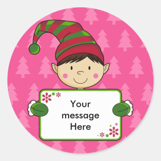 Schattige Elf Christmas Gift Label Sticker (Voorkant)